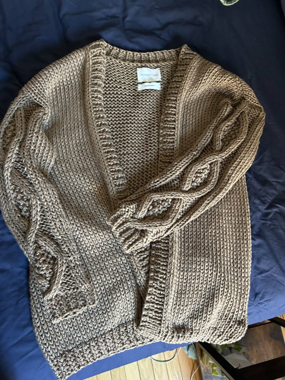 Taupe cotton cardigan oversized - Picture 5 of 6